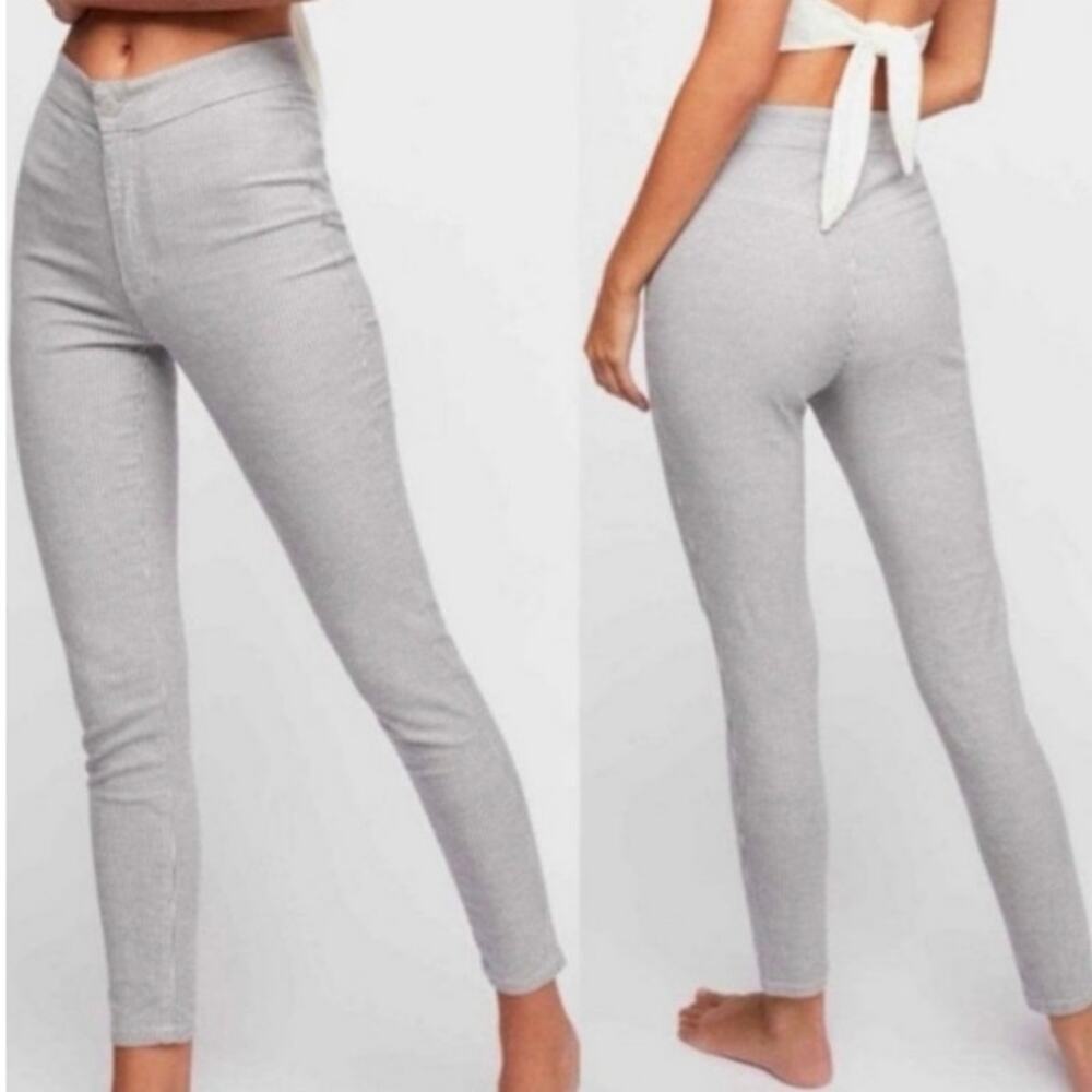 Free People Pants Women’s Size 25 Pinstripe Gray White